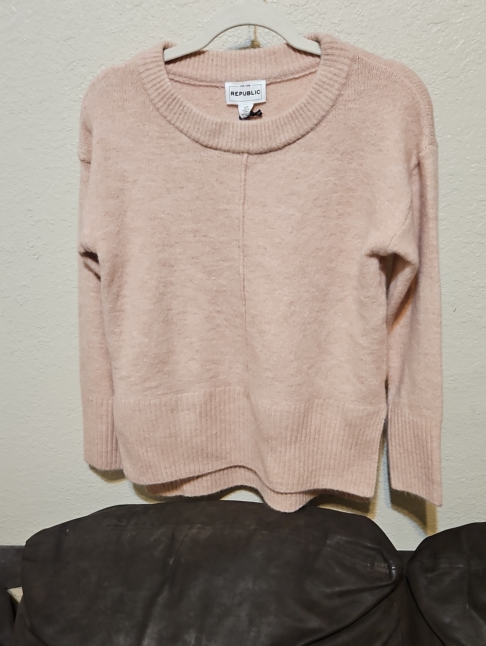 For The Republic Dusty Blush Wool Blend Crewneck Sweater